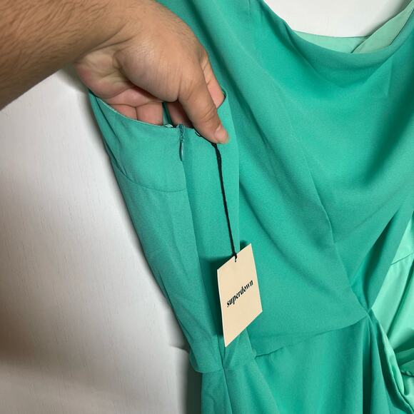 NEW Superdown Aimey One Shoulder Romper Women's Size Large Turquoise Bodice - Picture 13 of 14